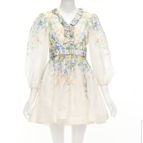 Zimmermann Dresses & Skirts - NWOT,Zimmermann White Smocked Mini Dress with Bishop Sleeves
